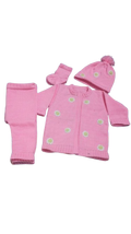 Adorable Daisy Floral Machine-Knitted Baby Winter Suit (4-Piece Set)