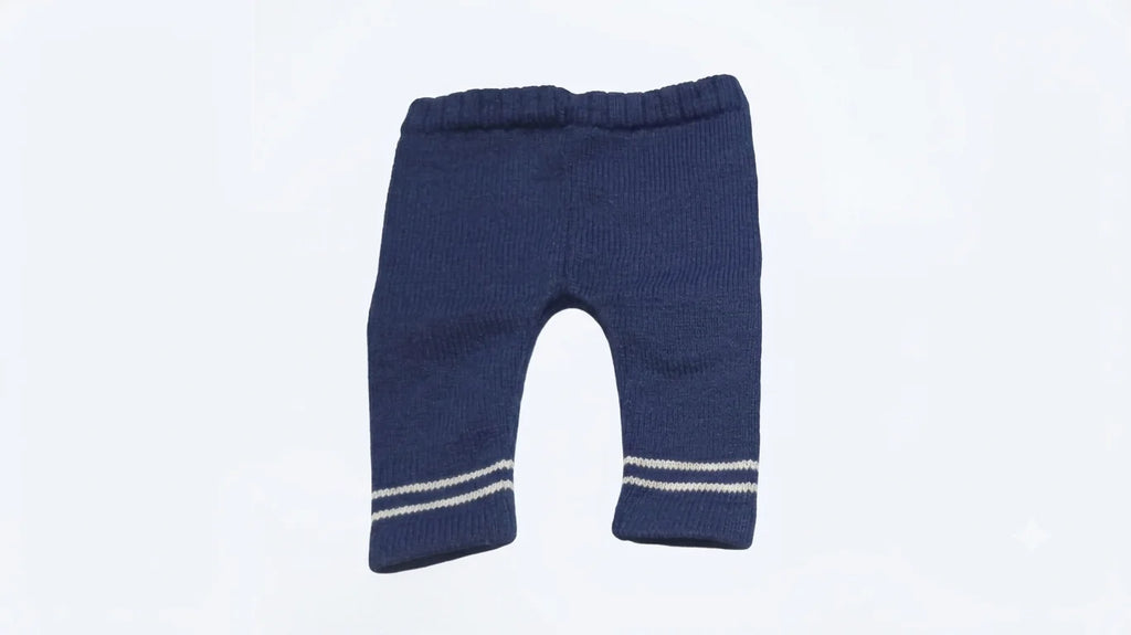 Premium Baby Winter Knit Set – Navy Blue Hooded Sweater & Trouser