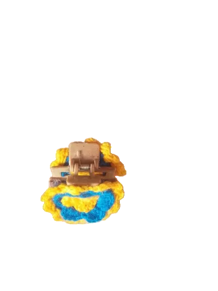 Handmade Crochet Sun Shower Flower Hair Claw Clips - Set of 2 (Yellow & Blue)