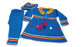 Cute Baby Girl Winter Knitted Frock Set with Trouser & Cap - Blue